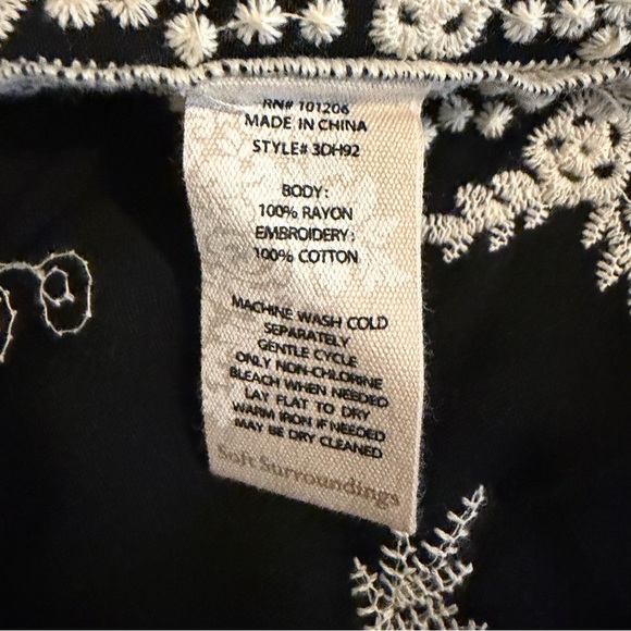 Soft Surroundings Black Ivory Rayon Embroidered Boho Kimono Jacket - Picture 7 of 7